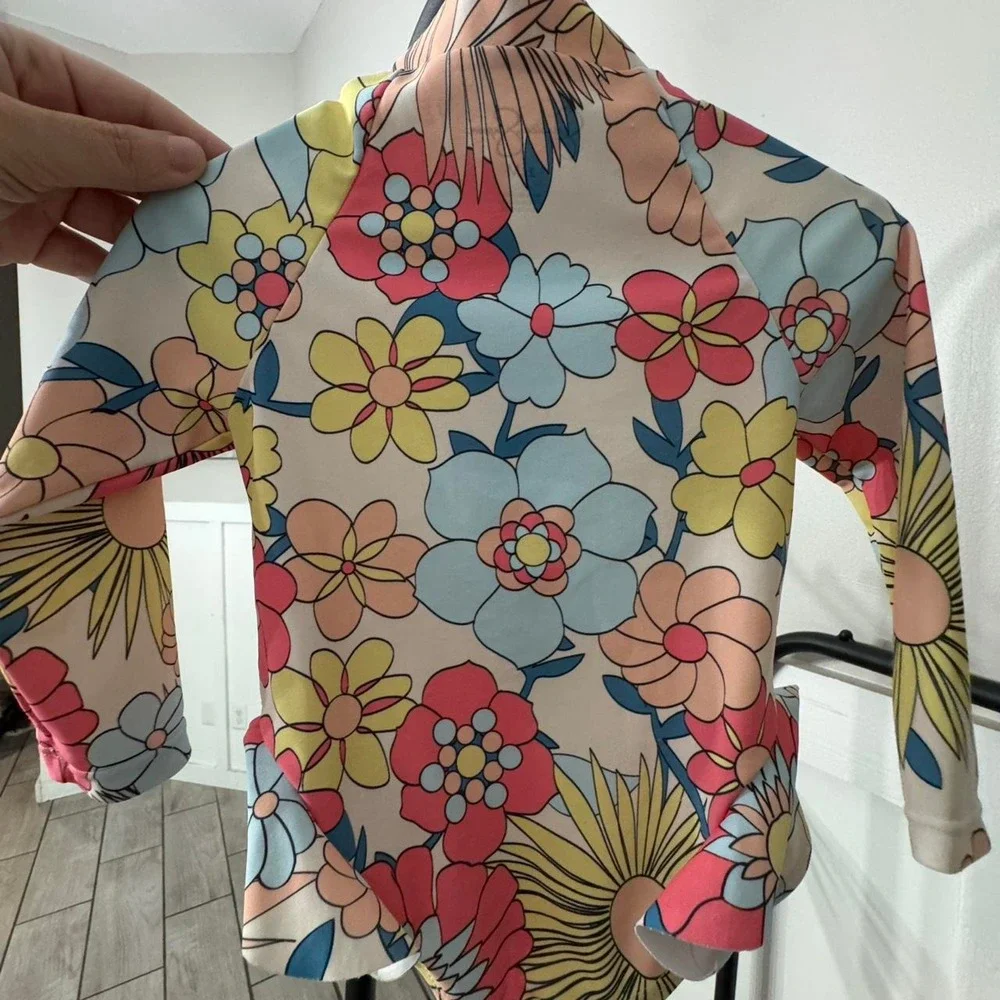 Jessica Simpson Retro Floral Long-Sleeve Swimsuit 🌸☀️🌊